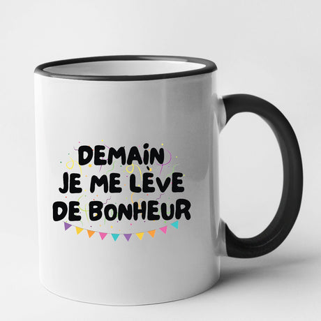 Mug Demain je me lève de bonheur Noir