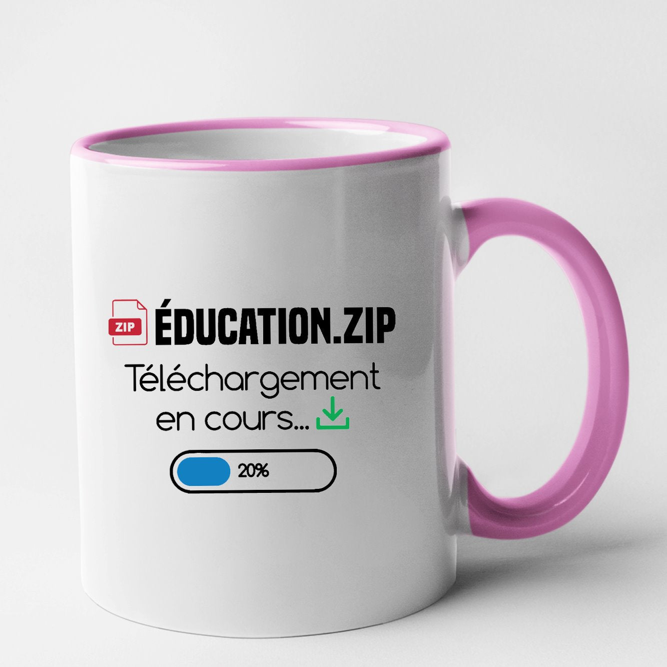 Mug Éducation téléchargement en cours Rose