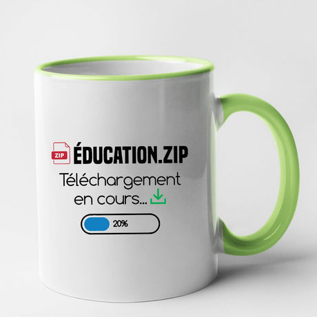 Mug Éducation téléchargement en cours Vert