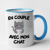 Mug En couple avec mon chat Bleu