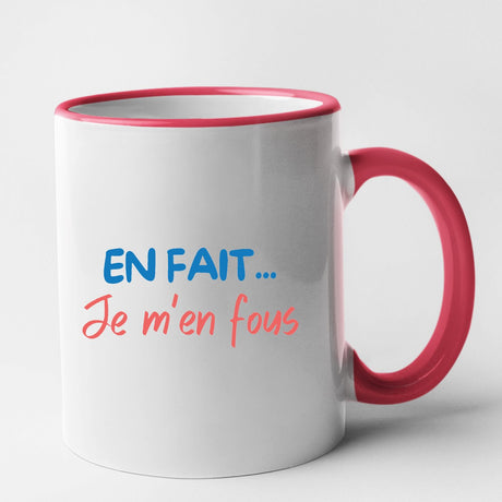 Mug En fait je m'en fous Rouge