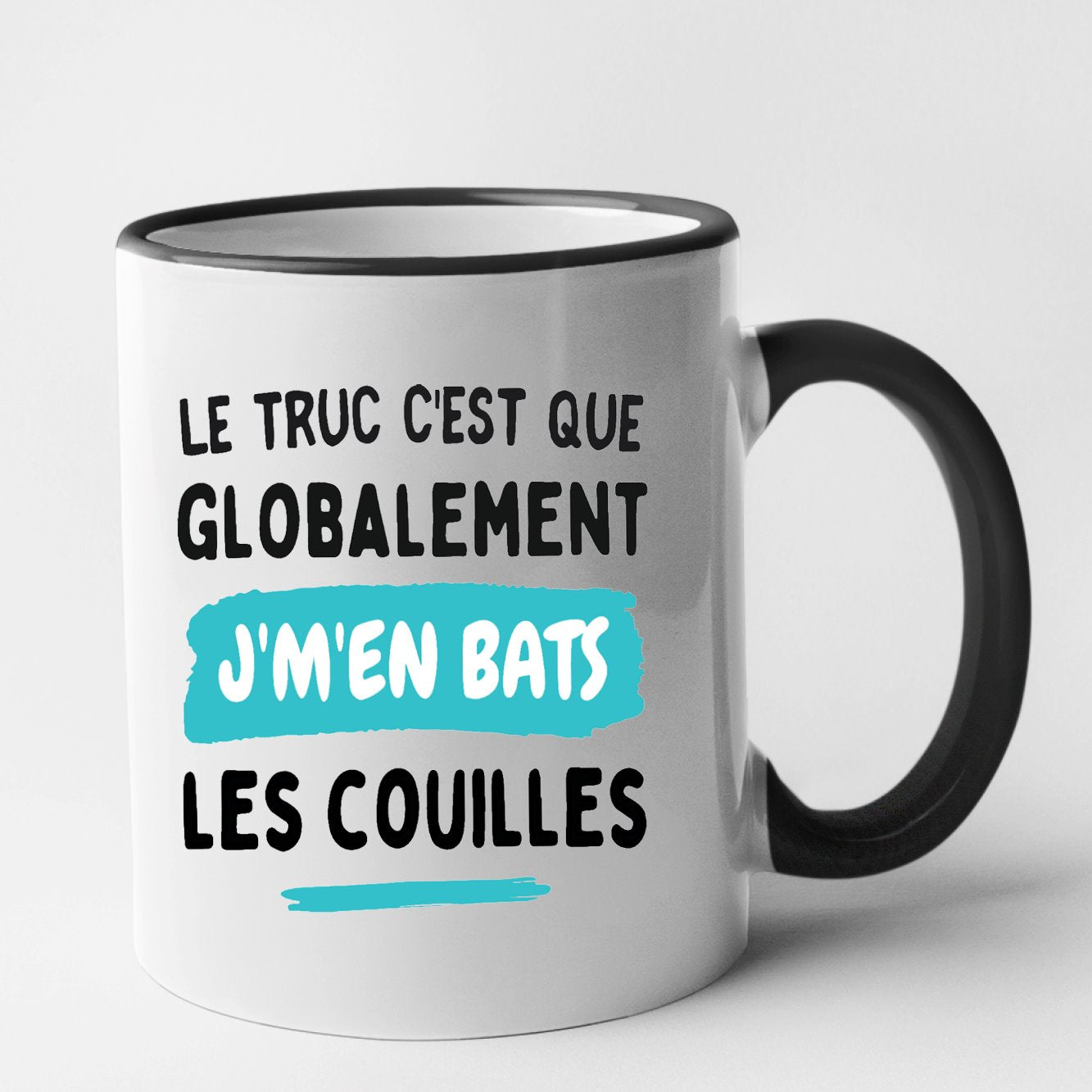 Mug Globalement j'm'en bats les couilles Noir