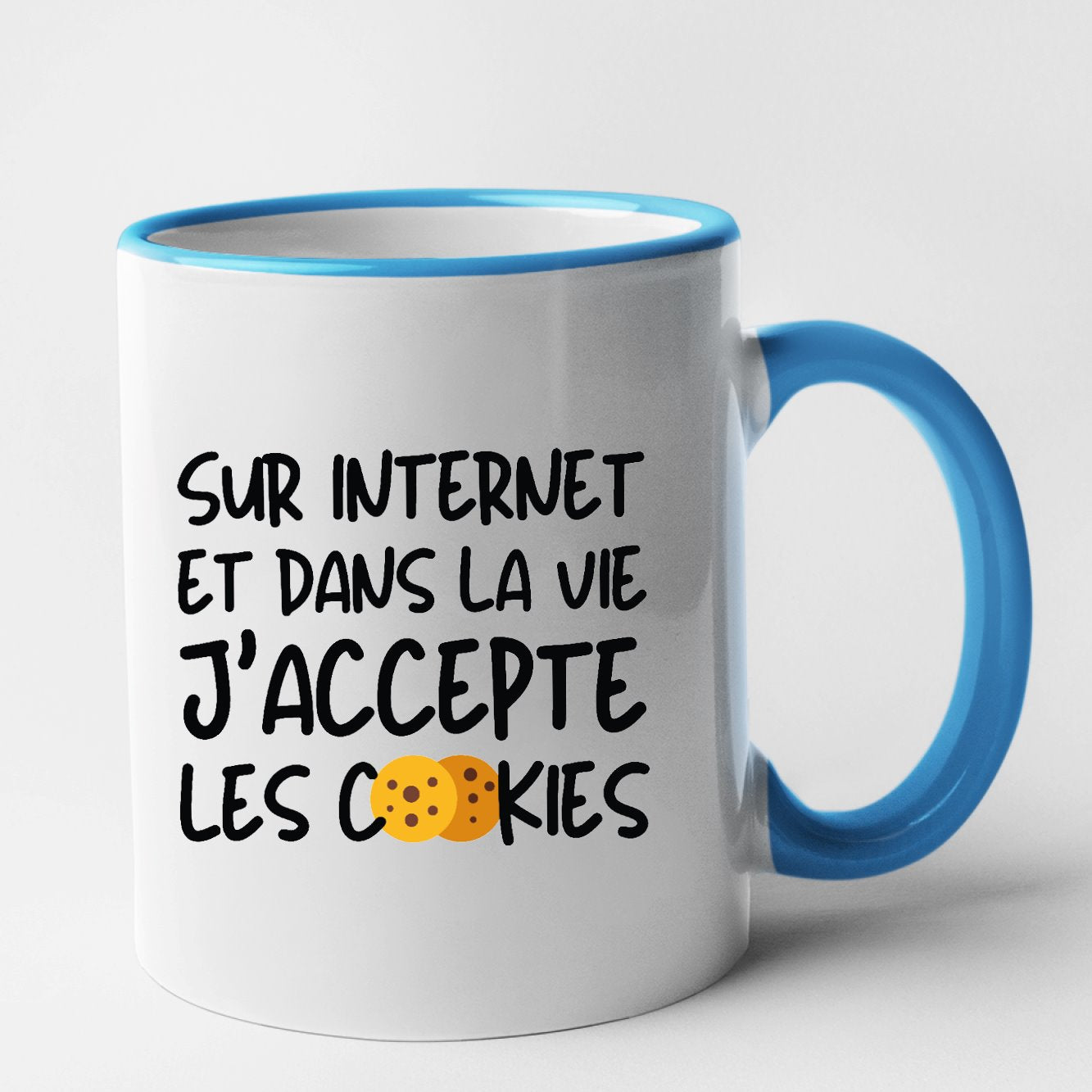 Mug J'accepte les cookies Bleu