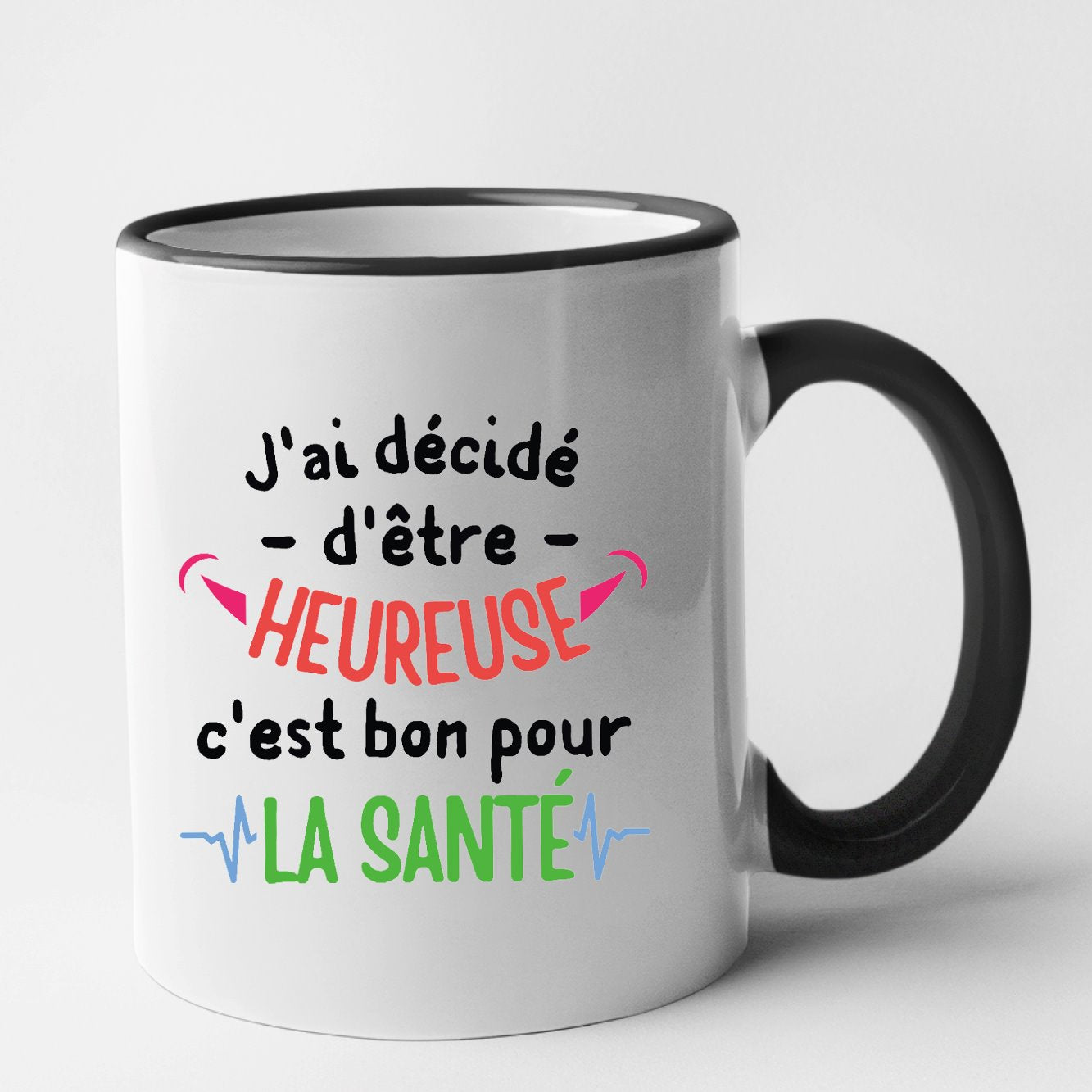 Mug J'ai décidé d'être heureuse Noir