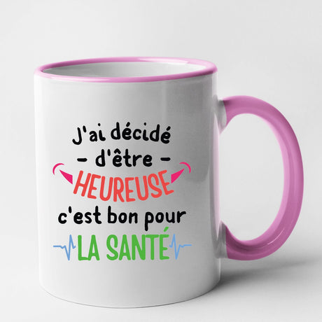 Mug J'ai décidé d'être heureuse Rose