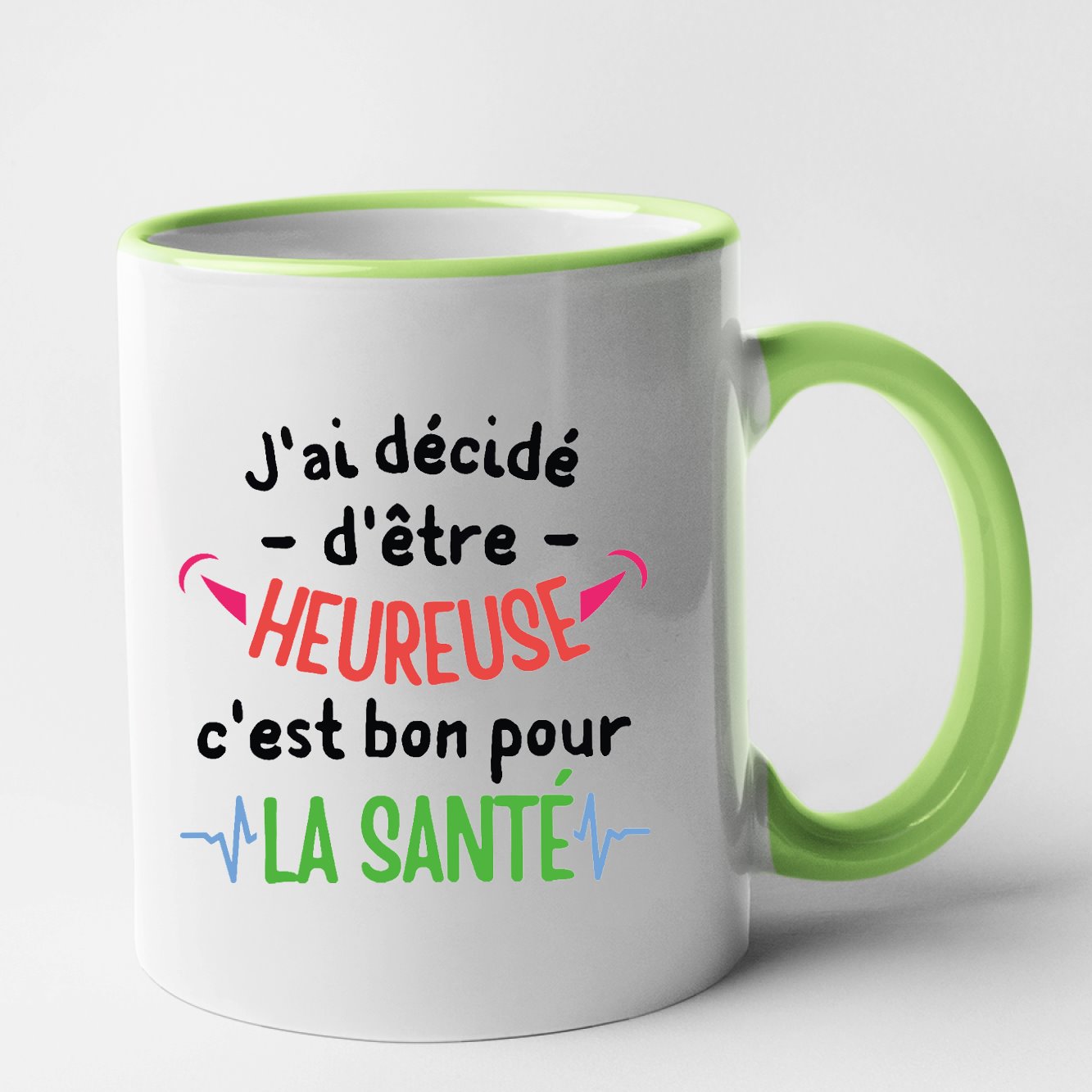 Mug J'ai décidé d'être heureuse Vert