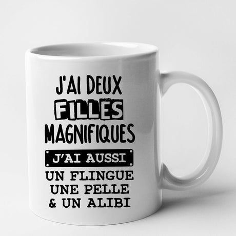 Mug J'ai deux filles magnifiques Blanc