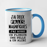 Mug J'ai deux filles magnifiques Bleu