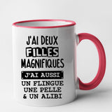 Mug J'ai deux filles magnifiques Rouge