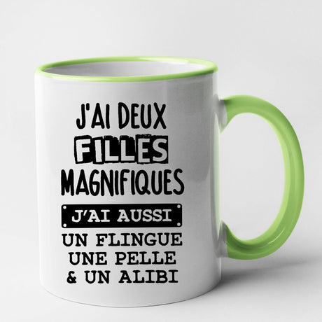 Mug J'ai deux filles magnifiques Vert