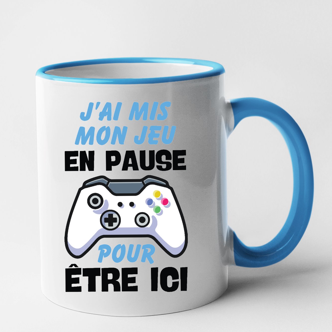 Mug J'ai mis mon jeu en pause pour être ici Bleu