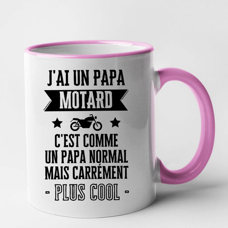 Mug J'ai un papa motard Rose