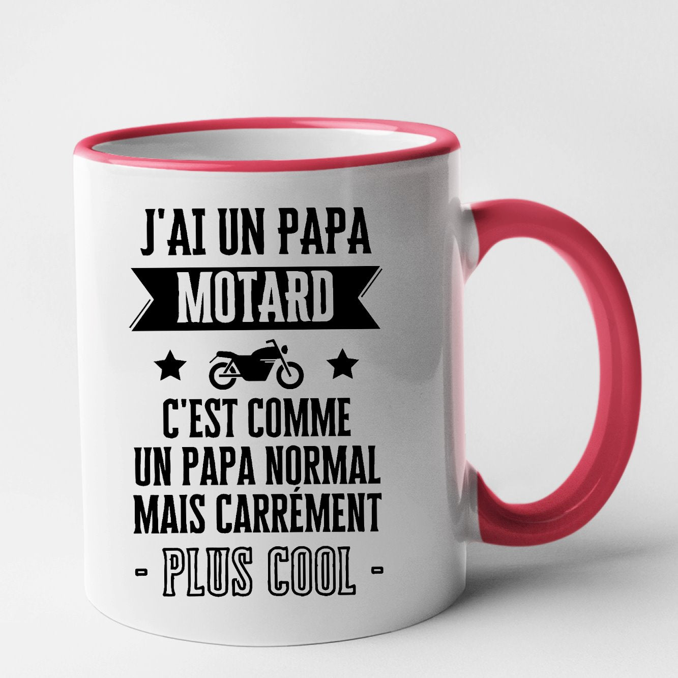 Mug J'ai un papa motard Rouge