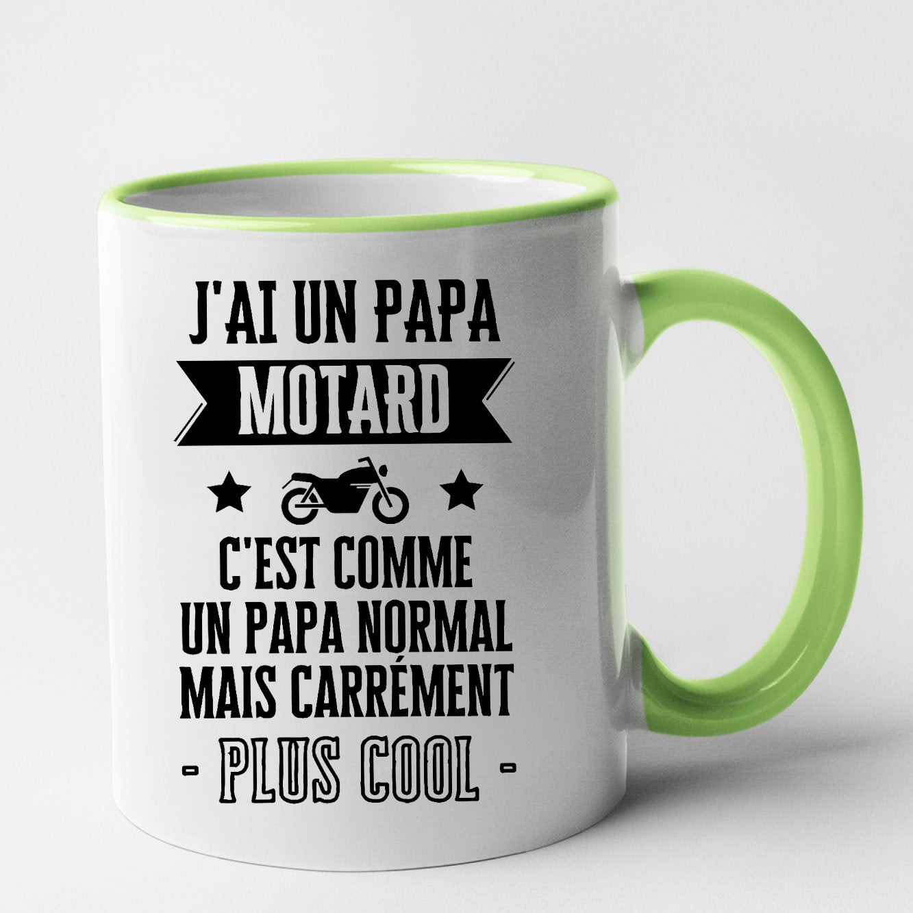 Mug J'ai un papa motard Vert