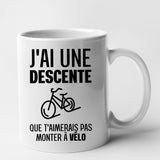 Mug J'ai une descente que t'aimerais pas monter à vélo Blanc