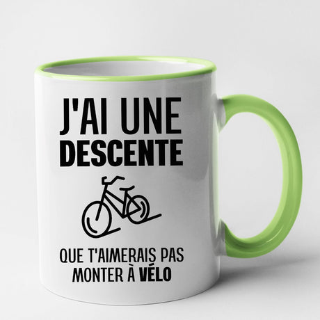 Mug J'ai une descente que t'aimerais pas monter à vélo Vert