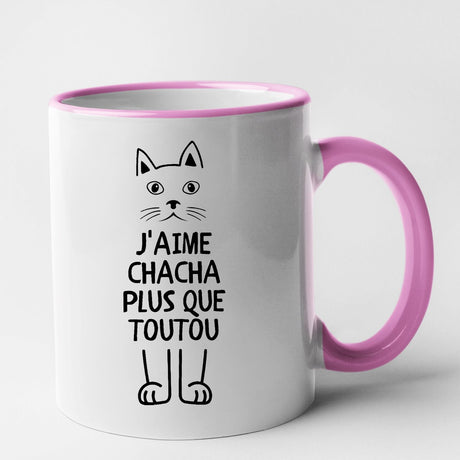 Mug J'aime chacha plus que toutou Rose