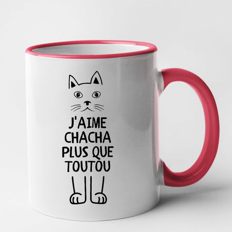 Mug J'aime chacha plus que toutou Rouge