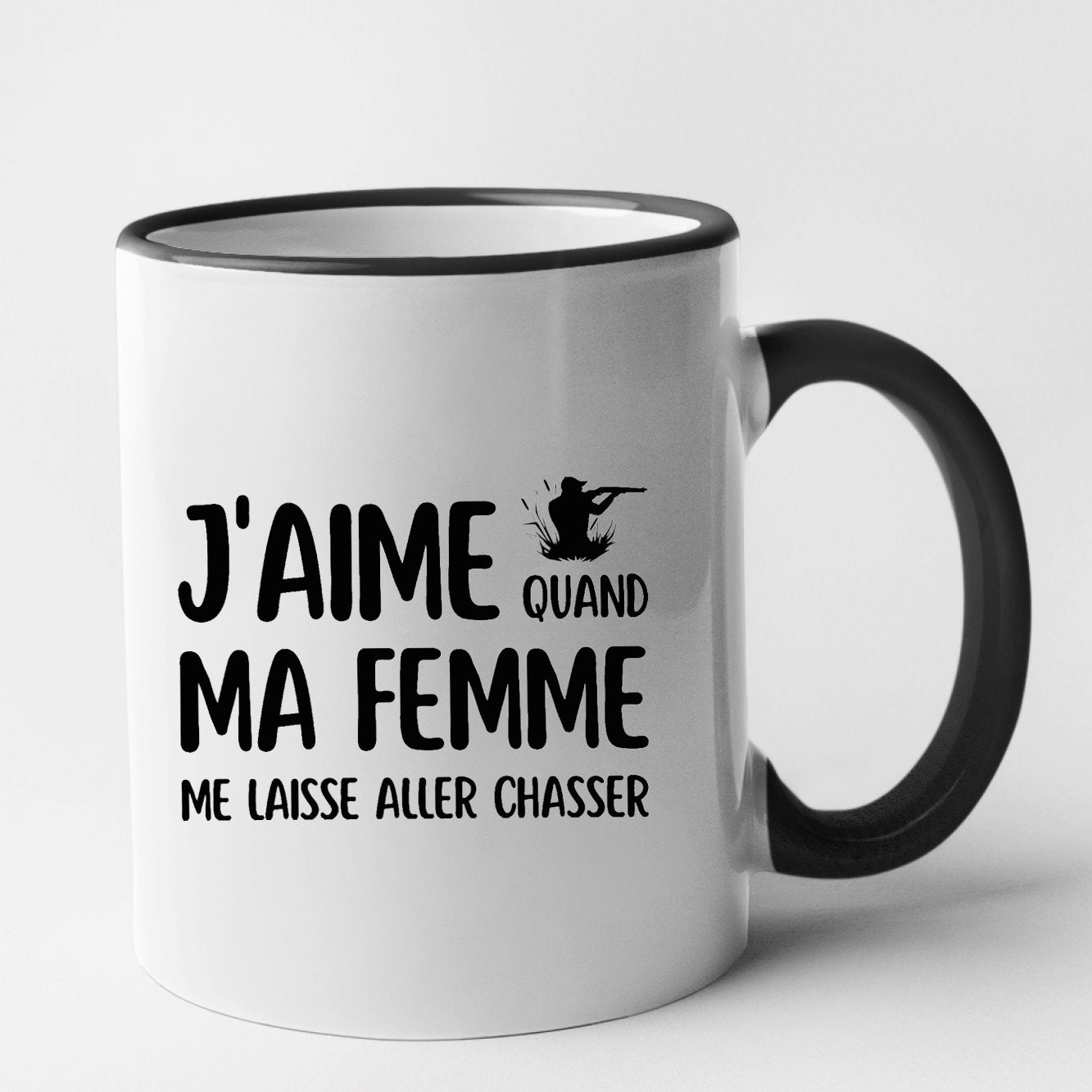 Mug J'aime quand ma femme me laisse aller chasser Noir