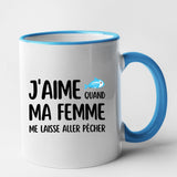 Mug J'aime quand ma femme me laisse aller pêcher Bleu