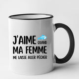 Mug J'aime quand ma femme me laisse aller pêcher Noir