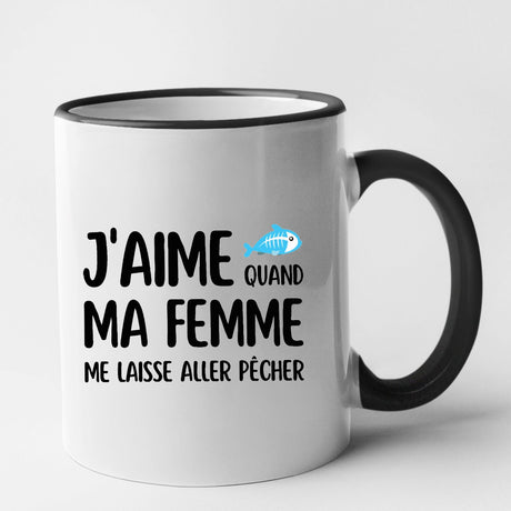 Mug J'aime quand ma femme me laisse aller pêcher Noir