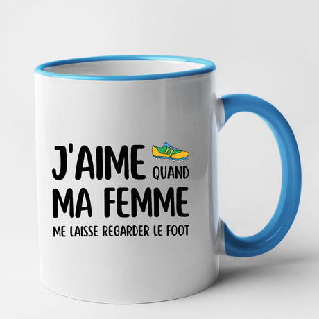 Mug J'aime quand ma femme me laisse regarder le foot Bleu