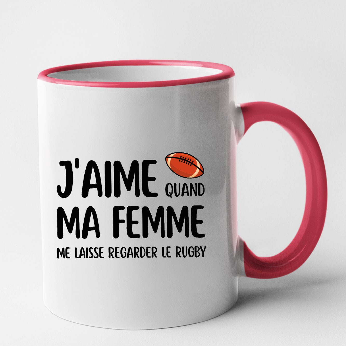 Mug J'aime quand ma femme me laisse regarder le rugby Rouge