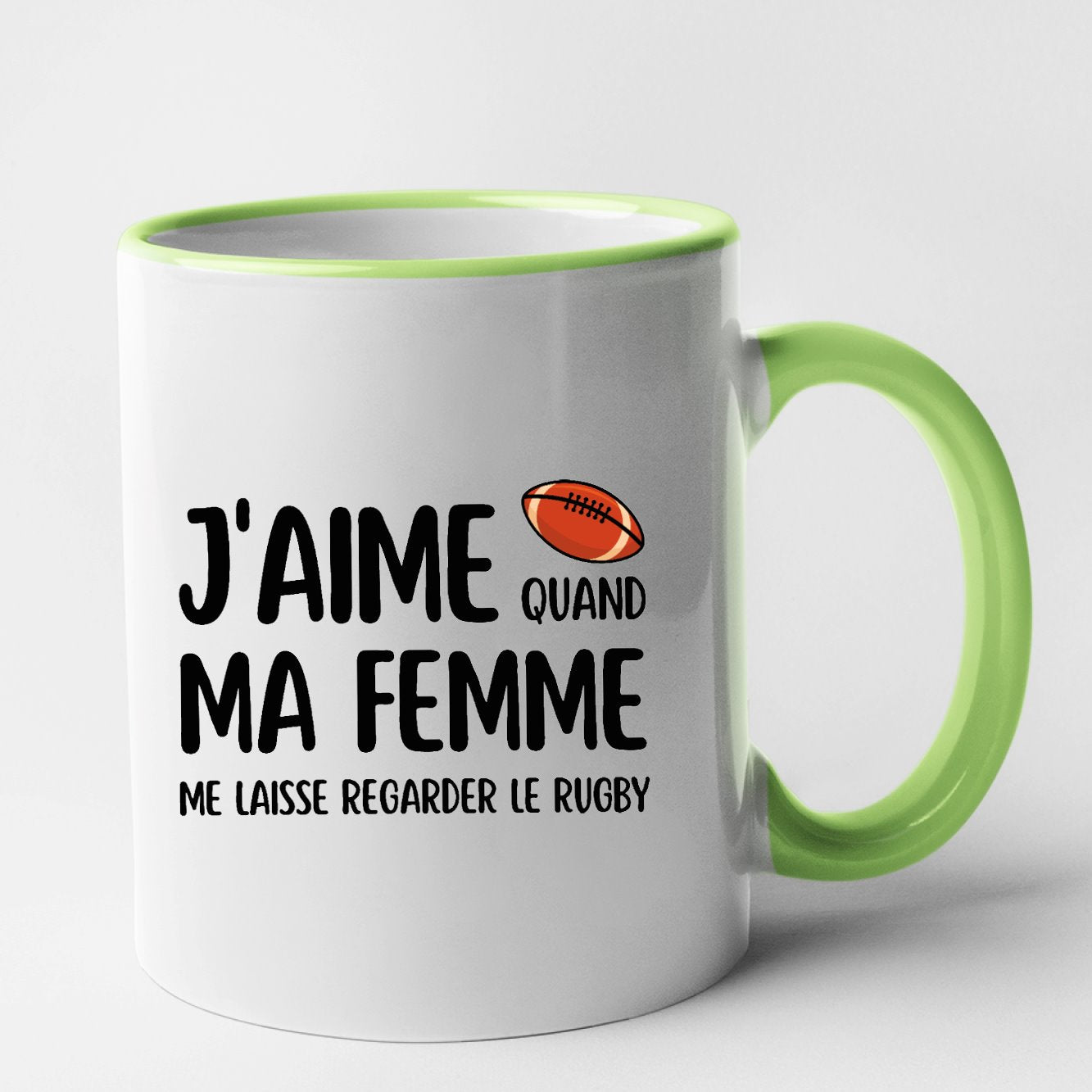 Mug J'aime quand ma femme me laisse regarder le rugby Vert