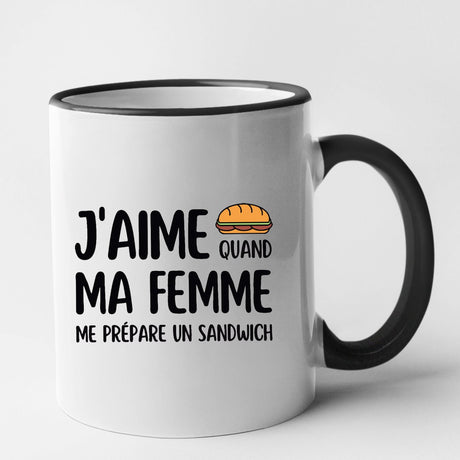 Mug J'aime quand ma femme me prépare un sandwich Noir