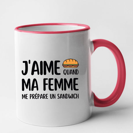 Mug J'aime quand ma femme me prépare un sandwich Rouge