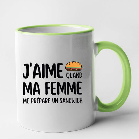 Mug J'aime quand ma femme me prépare un sandwich Vert