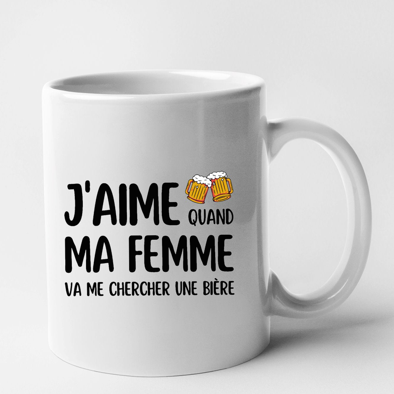 Mug J'aime quand ma femme va me chercher une bière Blanc