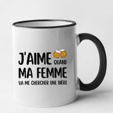 Mug J'aime quand ma femme va me chercher une bière Noir