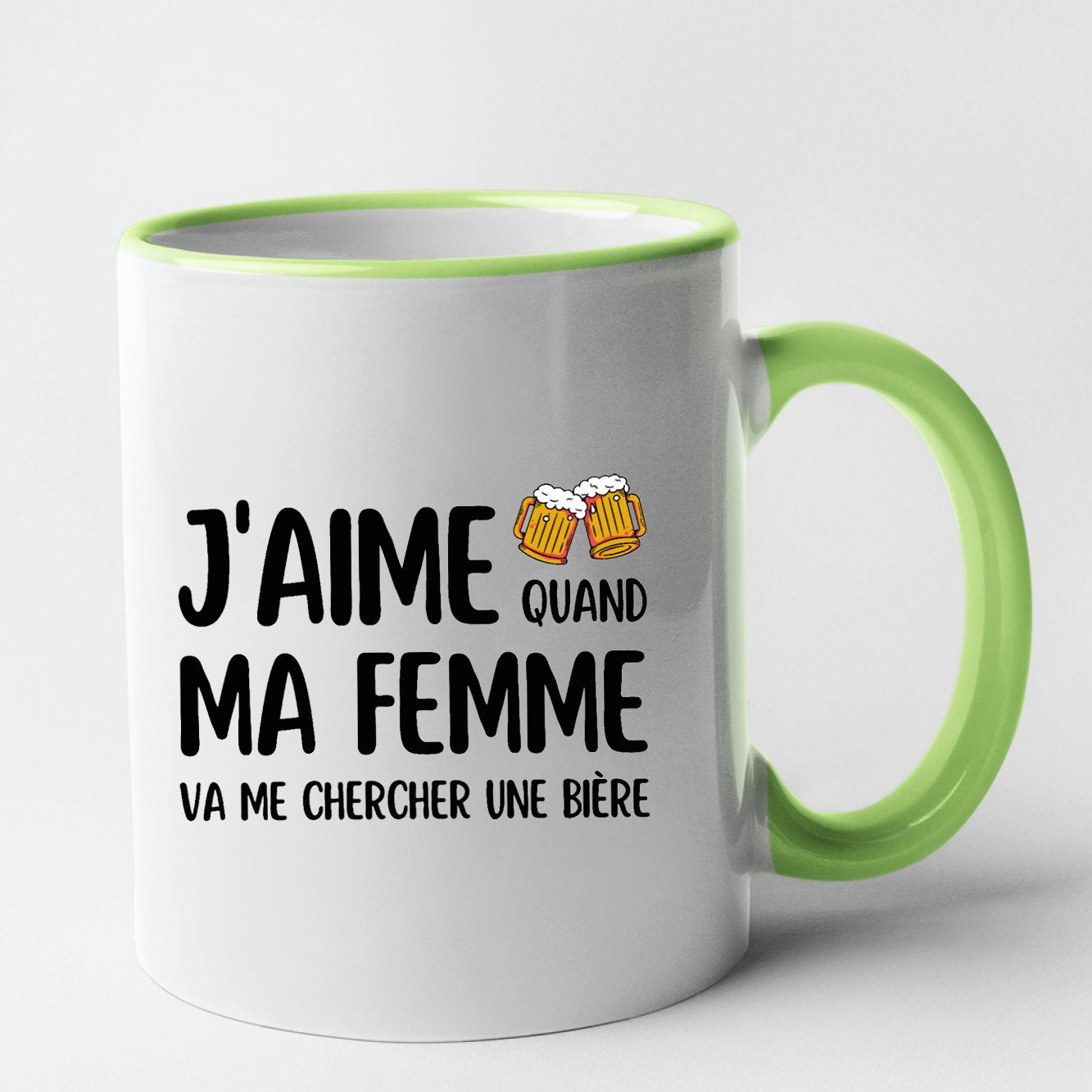 Mug J'aime quand ma femme va me chercher une bière Vert