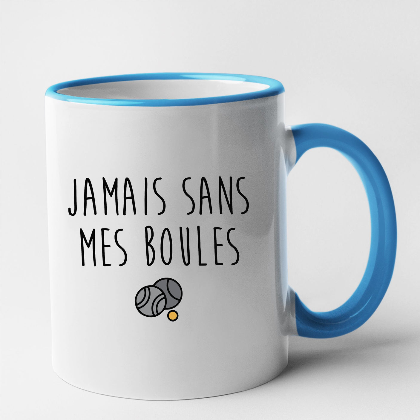 Mug Jamais sans mes boules Bleu