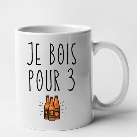 Mug Je bois pour 3 Blanc