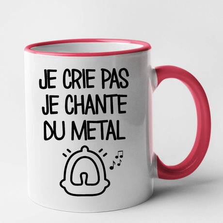 Mug Je crie pas je chante du métal Rouge