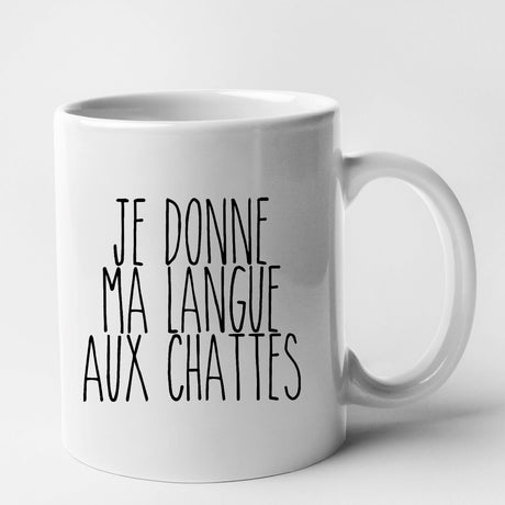 Mug Je donne ma langue aux chattes Blanc