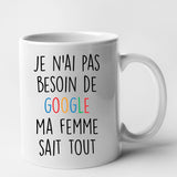 Mug Je n'ai pas besoin de Google Blanc