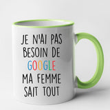 Mug Je n'ai pas besoin de Google Vert