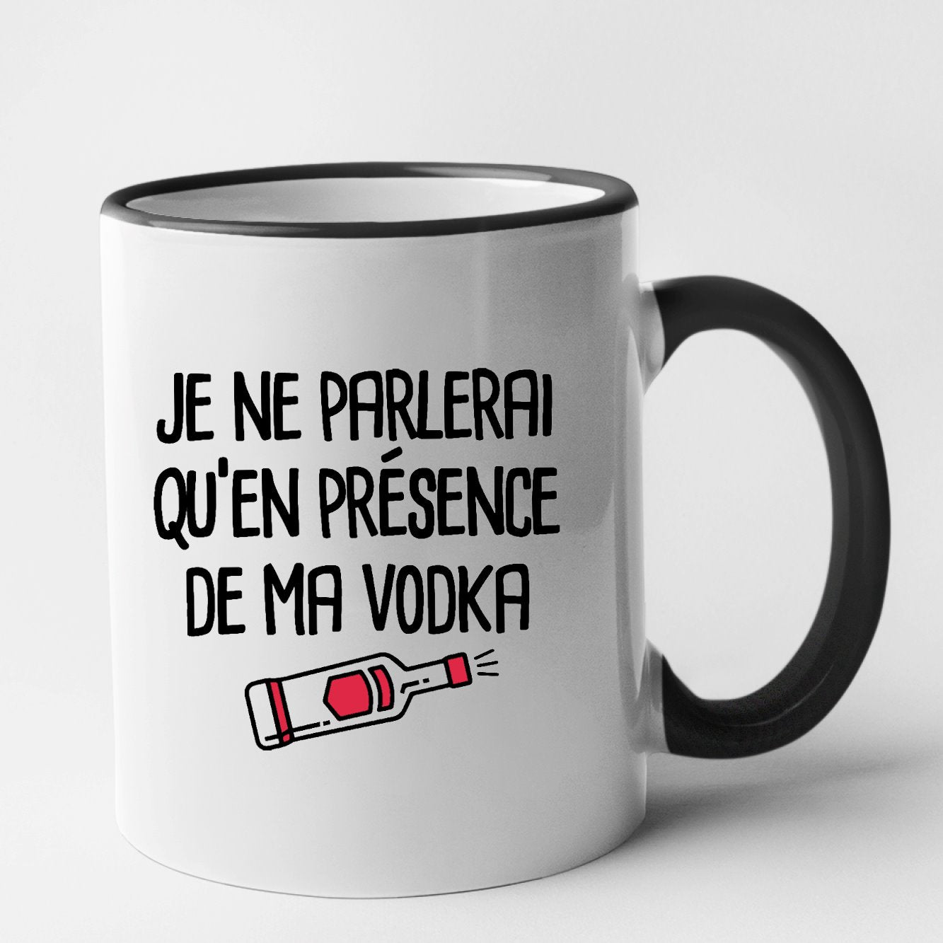 Mug Je ne parlerai qu'en présence de ma vodka Noir