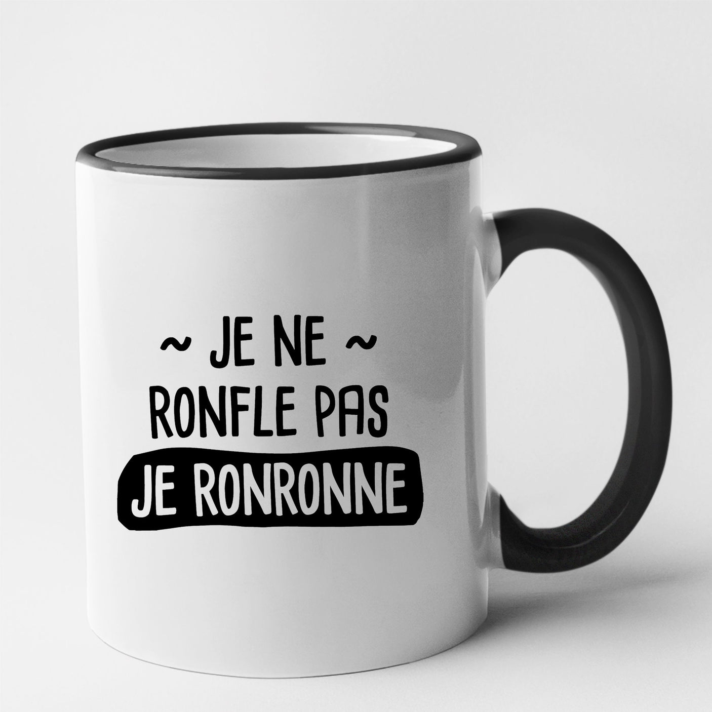 Mug Je ne ronfle pas je ronronne Noir