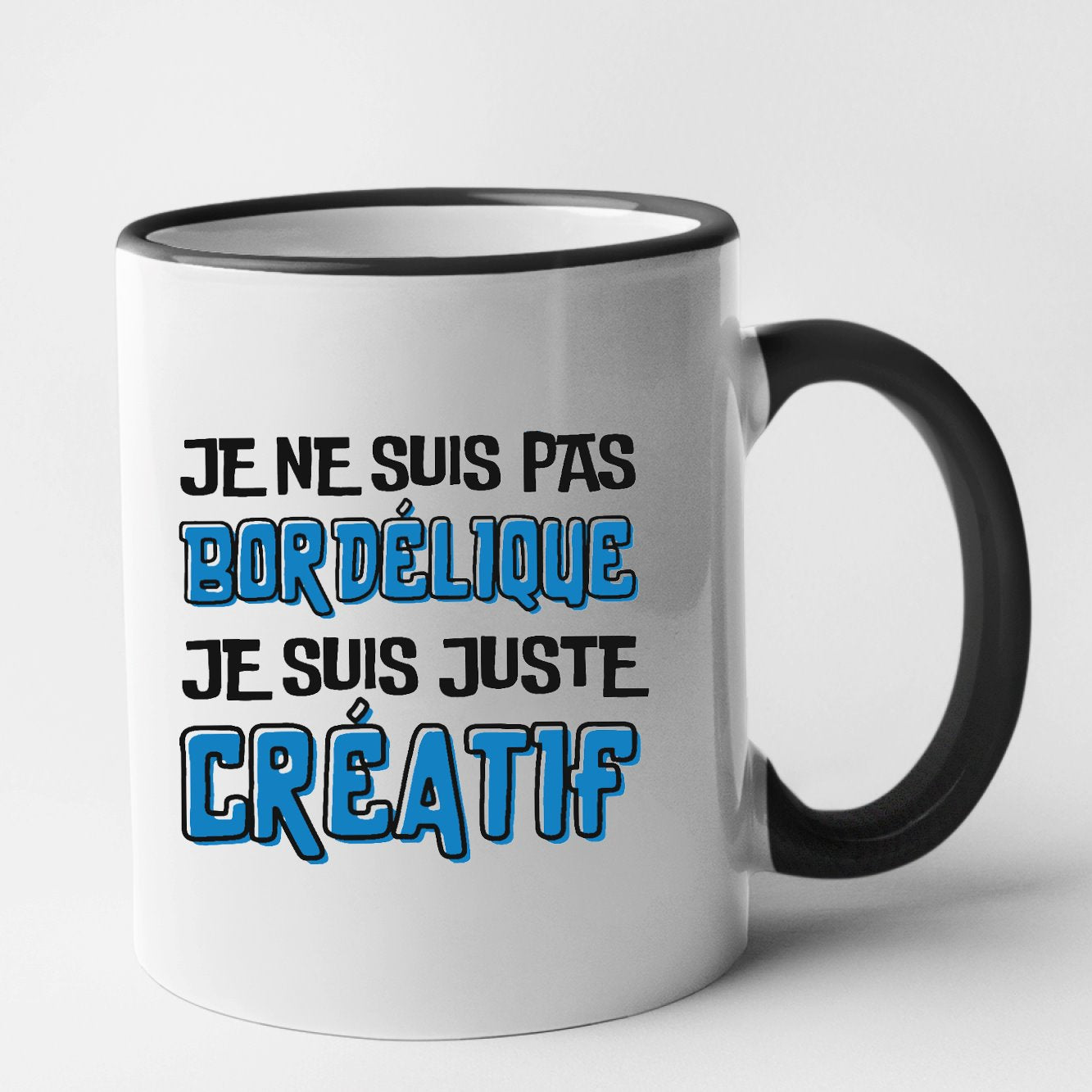 Mug Je ne suis pas bordélique je suis créatif Noir