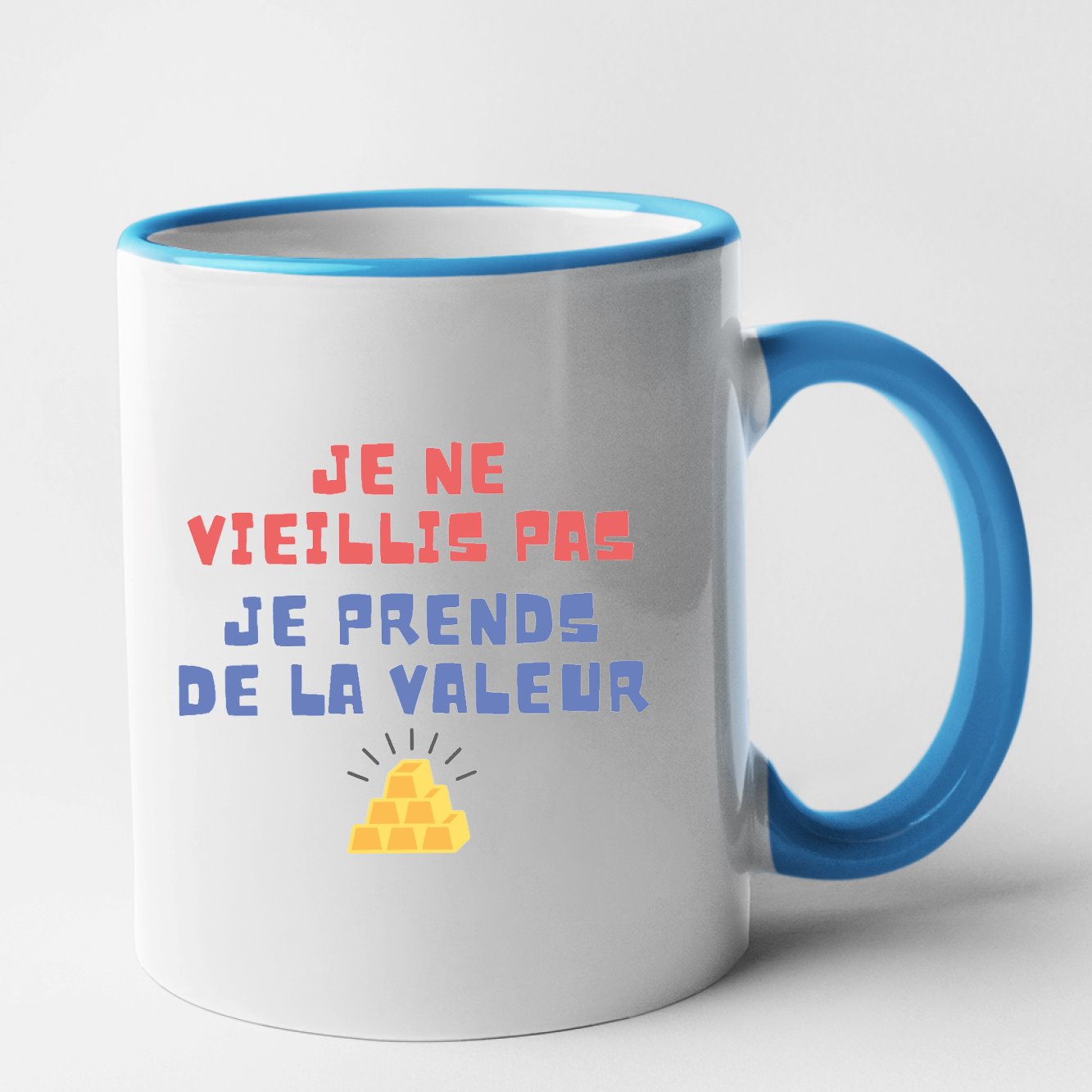 Mug Je ne vieillis pas je prends de la valeur Bleu