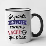 Mug Je parle anglais comme vache qui pisse Noir