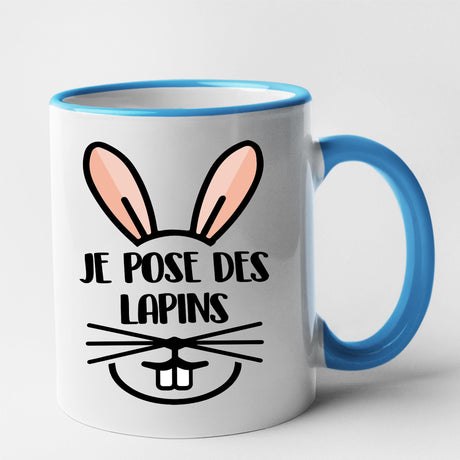 Mug Je pose des lapins Bleu