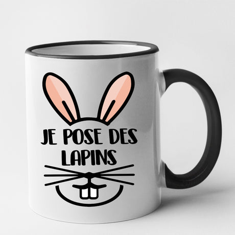 Mug Je pose des lapins Noir