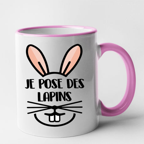 Mug Je pose des lapins Rose