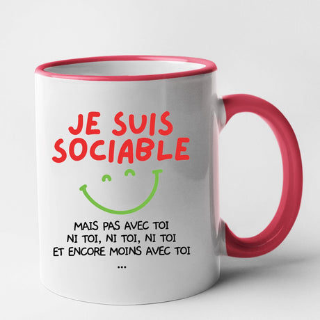 Mug Je suis sociable mais pas avec toi Rouge